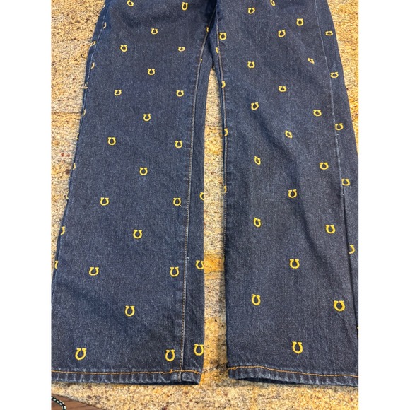BDG Womens Cowboy Jeans Dark Wash Horseshoe Embroidered Straight Leg 27 - Picture 2 of 9